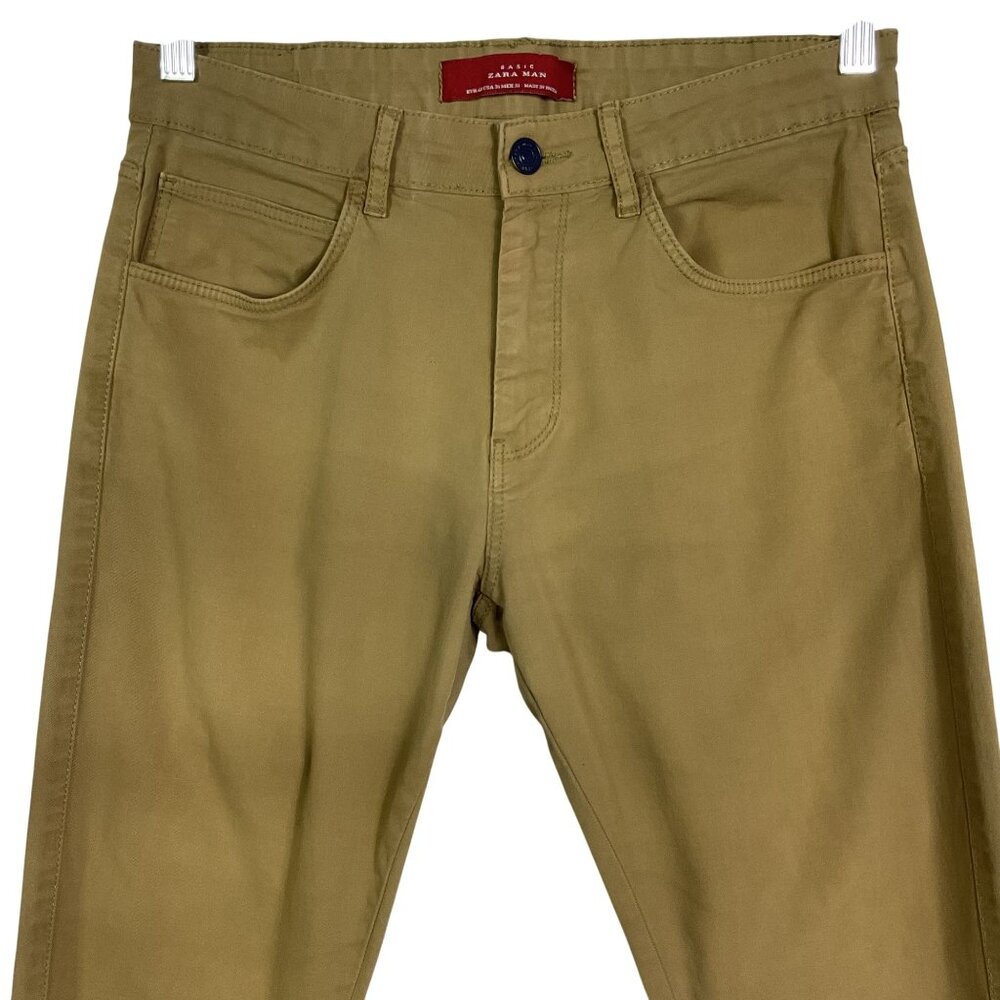 Zara Man Khaki Pants, size 31" waist, pockets, zipper/button closure, Tan - Picture 6 of 13